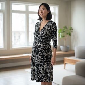 Duo Maternity Black and White Floral Midi Dress